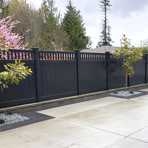 Blackline HHP Solid Black Picket Top Privacy Fence Installation Gallery