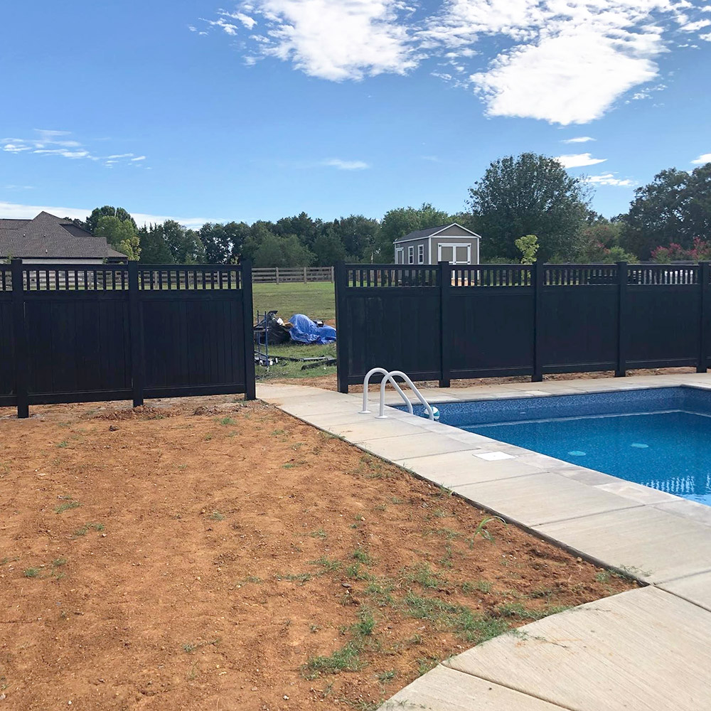 Blackline HHP Solid Black Picket Top Privacy Fence Installation Gallery