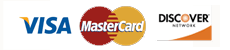 Visa, American Express, Discover, Master Card Accepted